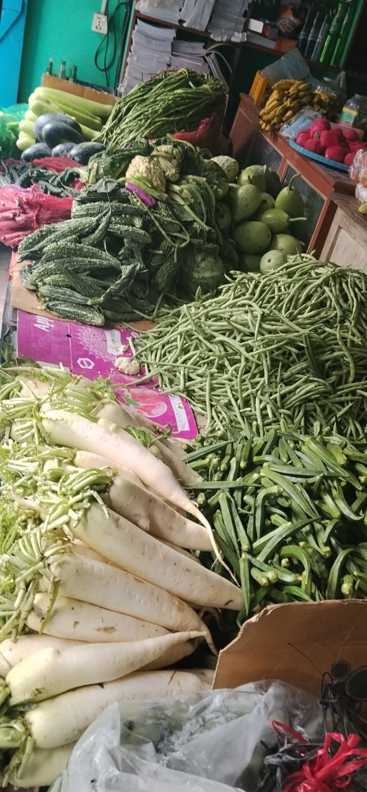 Fresh seasonal vegetables from local farms in Darbang and surrounding Myagdi villages
